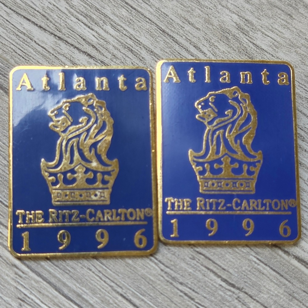 1996 Ritz-Carlton Atlanta Pins Blue Gold Enamel Employee Hotel Collectible Set